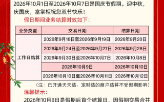 富掌柜2026年中秋国庆双节结算时效通知