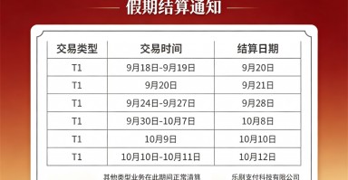 乐刷支付2026年双节资金清算到账日历与问答